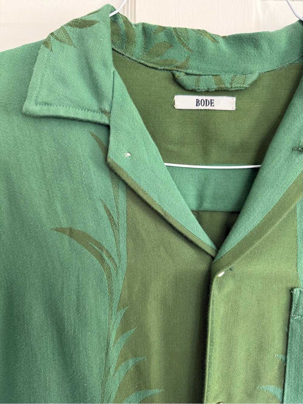 Bode Green Short-Sleeve Camp-Collar Button-Up Shirt - Picture 2 of 4